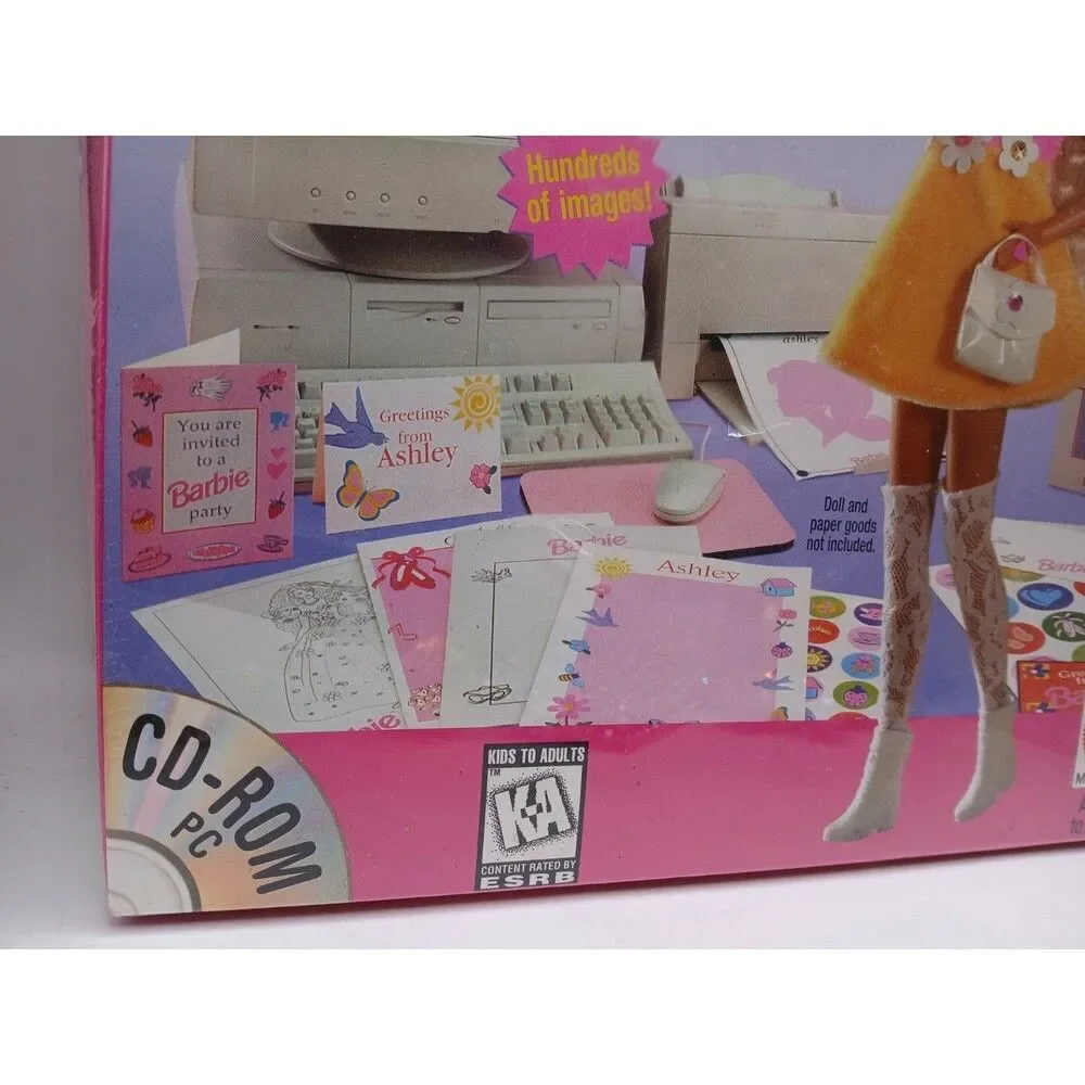 Mattel Barbie PRINT N' PLAY CD-ROM (1996) Sealed BIG Box PC Avery Computer Game